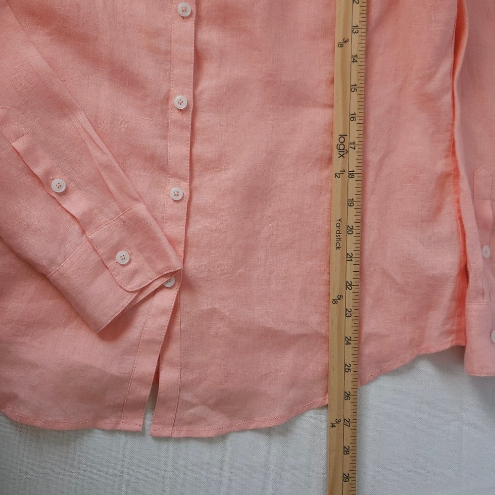 Brooks Brothers 346 Womens Linen Button Down Shirt Coral Peach Long Sleeve 14 - Picture 9 of 9